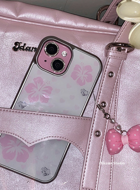日韩ins小众少女心粉色紫荆花蝴蝶结挂件手机壳适用iphone16promax苹果15promax/13/12/14全包手机保护套