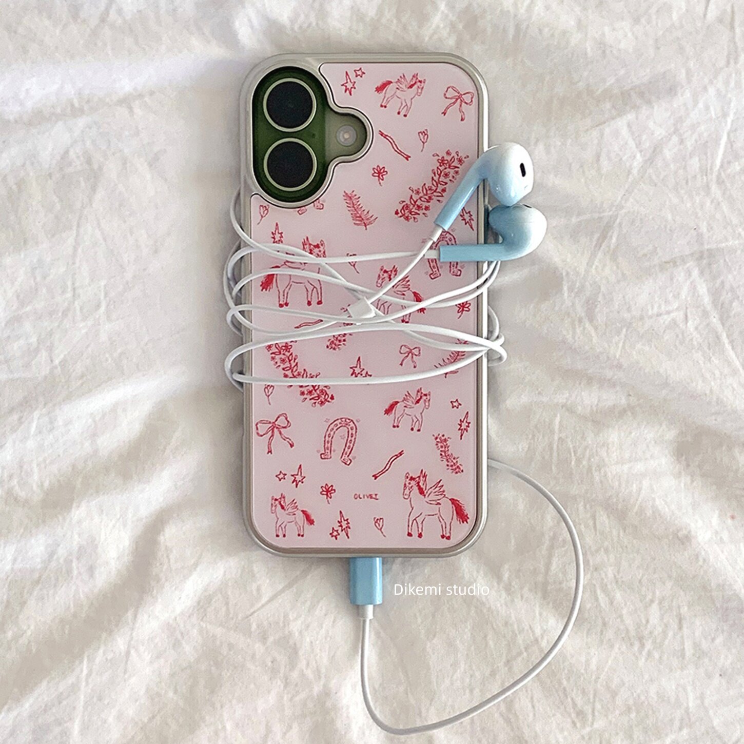 韩国ins小众Y2K甜妹粉色线条小马碎花手机壳适用iphone17promax苹果16promax1/3/12/14全包15pro手机保护套