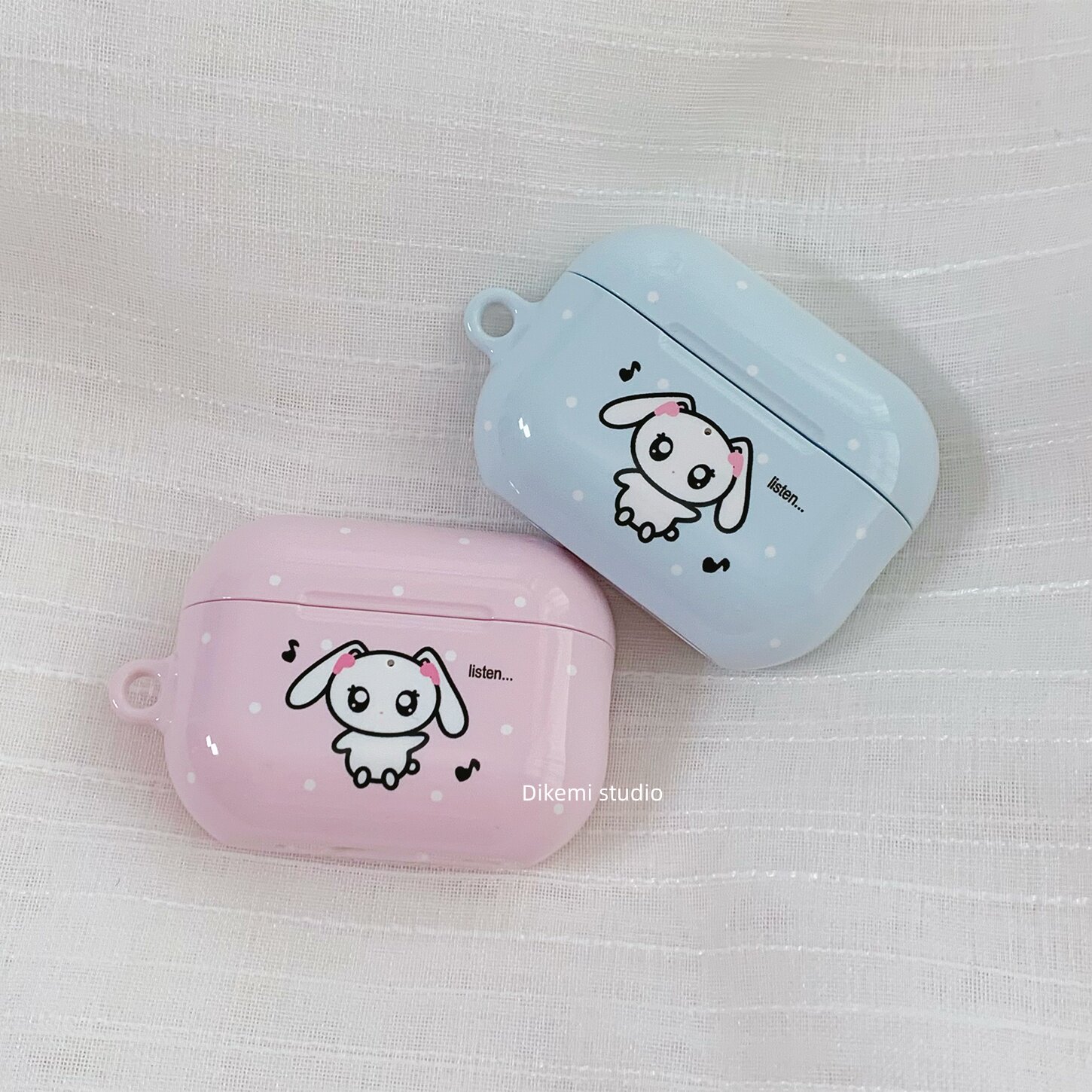 韩系ins可爱美萌戴耳机听音乐白兔菲林耳机套适用airpods5/4/3无线蓝牙耳机壳苹果airpods pro3/2硬保护壳