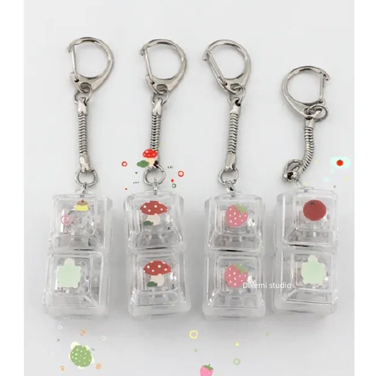 韩国ins小众草莓蘑菇创意解压键盘钥匙扣airpods手机挂件包包挂饰,节庆用品/礼品,钥匙扣,淘宝优惠券,粉丝福利购,淘宝优惠卷