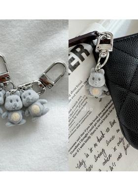 韩国ins小众可爱丑萌灰色小松鼠钥匙扣包包airpods毛绒挂件饰品