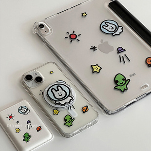 韩国ins小众可爱兔子宇航员带笔槽ipad2025平板电脑保护壳支架air4/5/6/7适用苹果ipad11保护皮套防摔软壳