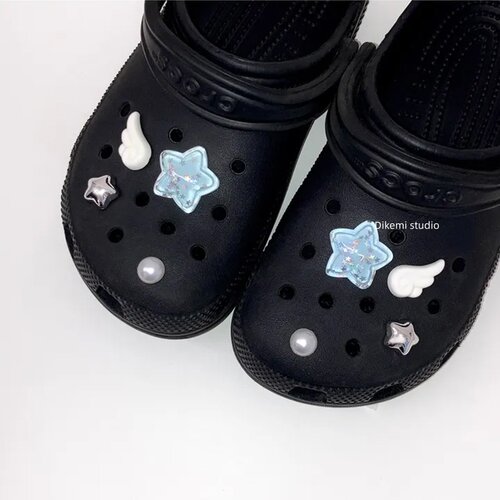 Y2K天使翅膀星星crocs洞洞鞋花