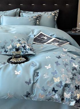 轻奢高密度全棉四件套100S纯棉被套床单新款四季通用南通床上用品