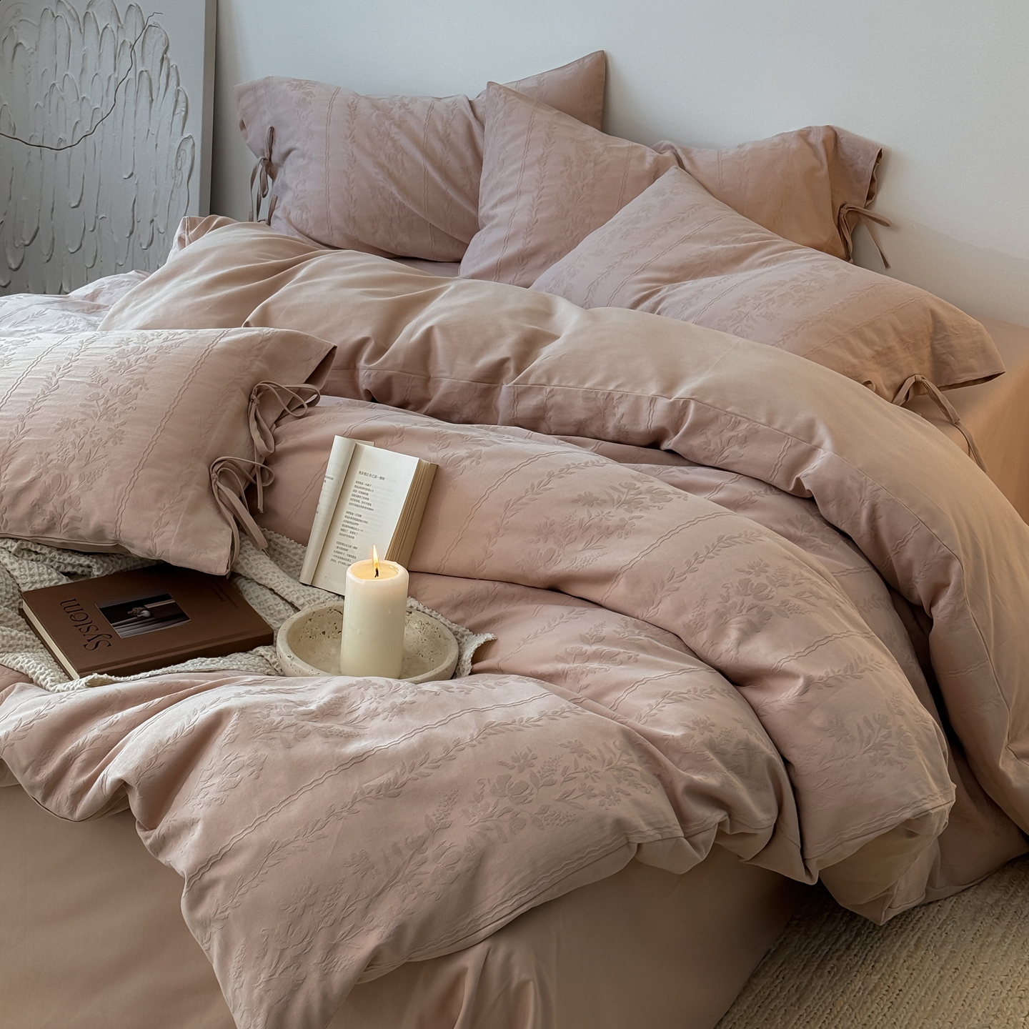 超柔保暖提花磨毛丨长绒棉加厚纯棉四件套全棉被套床单高级感床品