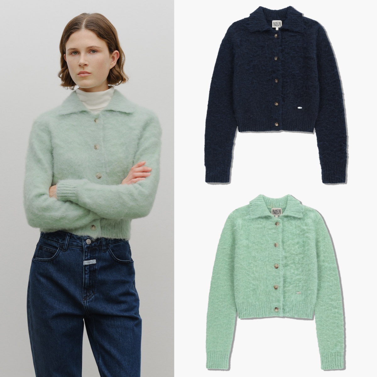 休闲纯色翻领针织开衫外套