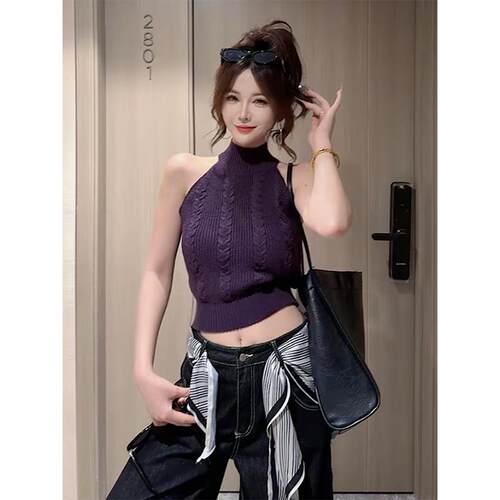 纯欲风半高领背心女2025春季新款