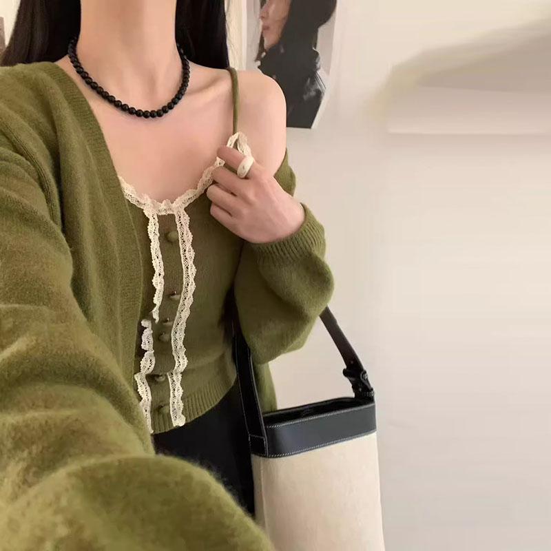 秋冬超好看蕾丝花边领针织