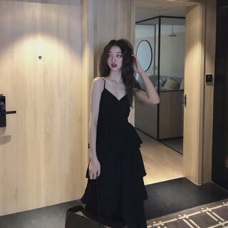 超仙女初恋吊带蛋糕裙夏季法式高级感V领气质收腰显瘦桔梗连衣裙