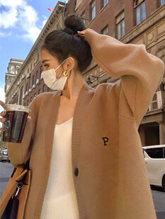 复古慵懒风毛衣外套女宽松港味2023秋冬新款韩系针织开衫长袖上衣