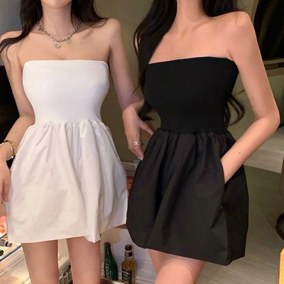 连衣裤抹胸性感连衣裤裙女潮