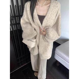 韩系慵懒风软糯毛衣外套女2026秋冬宽松大版加厚洋气针织开衫外搭
