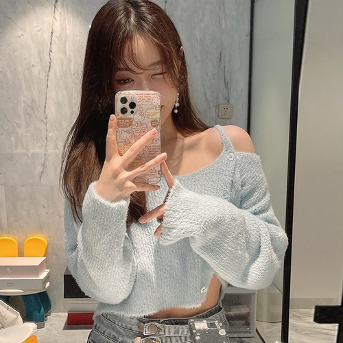 小众设计感毛针织衫短款别