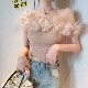 一字肩花瓣吊带背心女夏季 抹胸上衣 小众独特别致纯欲辣妹性感短款