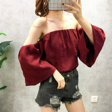 2019春夏新款女性感一字肩打底衫1