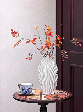 创意优雅花瓶侘寂白色陶瓷花瓶摆件客厅插花现代简约书房台面花器