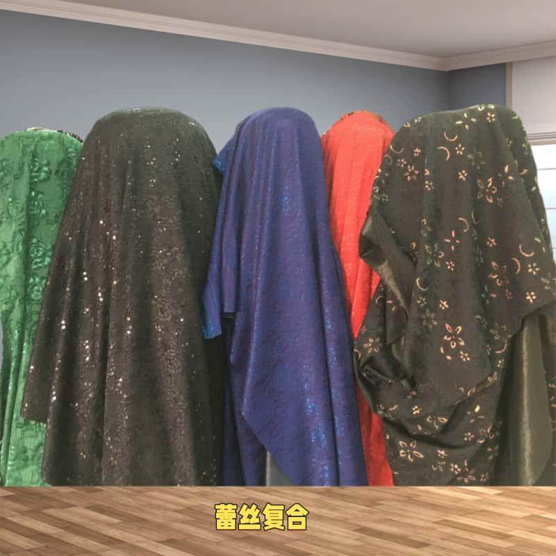 新款立体感复合蕾丝布料酒红蔷薇花喜婆婆旗袍裙连衣裙服装面料