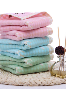 金号毛巾纯棉割绒小猫咪绣花 幼儿园宝宝擦汗洗脸擦手毛巾T1148WH