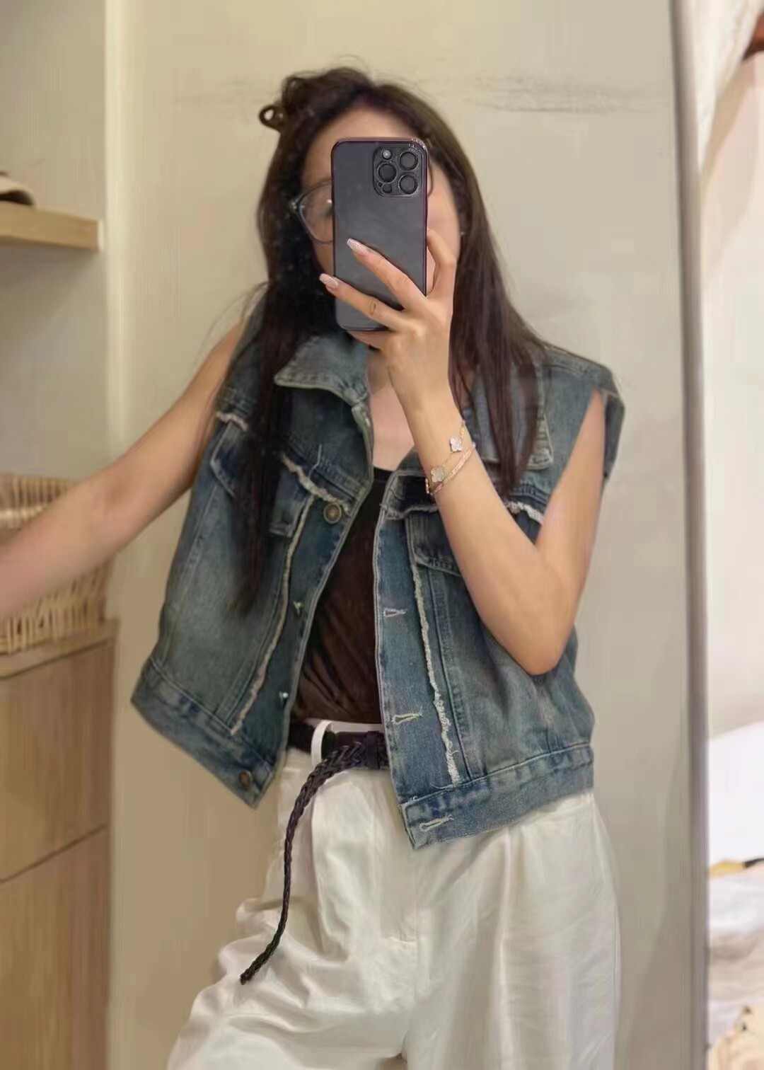 单排扣bf风短款翻领带腰带马甲