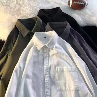 男长袖 衬衣韩版 2026春秋季 痞帅日系简约青少年薄款 学生 新款 衬衫