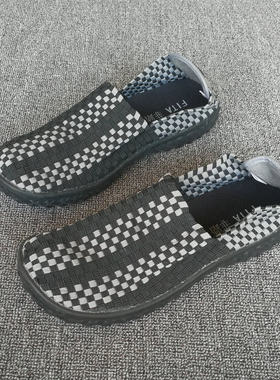包邮新款编制鞋手工男平底情侣鞋