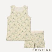 套装 日本发货 绿色植物印花背心短裤 有机棉舒适亲肤日本制内衣
