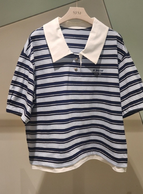 潮流直邮   SJSJ 韩国代购 24夏 时尚条纹衬衫 SJ2E4-TTO484W