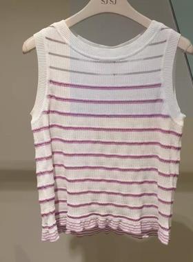 潮流直邮 SJSJ 韩国代购 2024春 针织条纹背心 SJ2E5-KTO195W