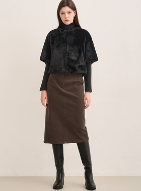 潮流直邮 韩国SJSJ正品 24冬 时尚7分袖 短皮草外套SJ2EBWOTQ85W