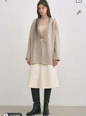 潮流直邮 韩国SJSJ 正品 24冬  帽子可拆 羊绒短大衣SJ2EARCTE51W