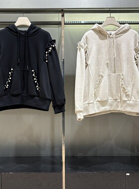 潮流直邮 韩国O'2nd 奥蔻 26春 珍珠装饰帽衫T恤O22G0TTO001W