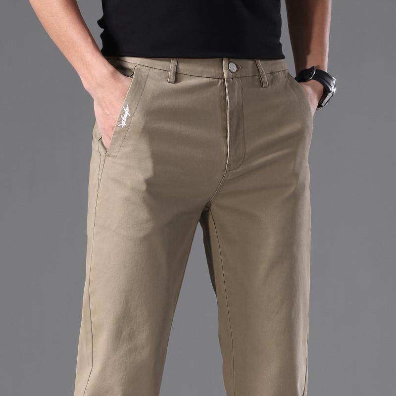品质卡其色休闲裤子男士夏季2025年新款商务西裤纯棉直筒修身长裤