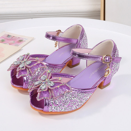 女童高跟凉鞋夏季儿童蝴蝶结童鞋