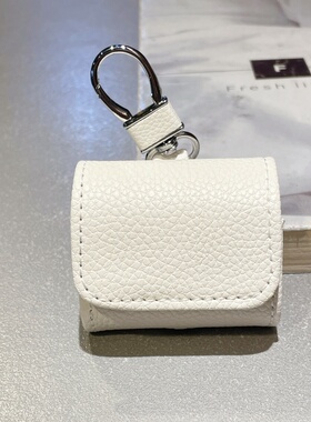 简约白色荔枝纹皮质适用airpods4代无线蓝牙耳机保护套airpods1235一体软壳airpodspro2防摔新款