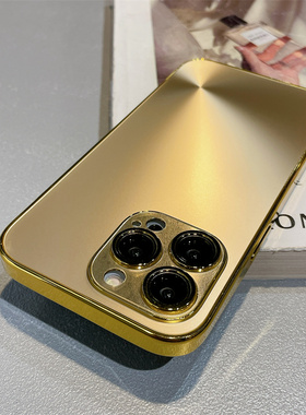 高档金色CD纹适用苹果15手机壳iPhone14promax亚克力13/12防摔11新款16pro