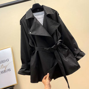 有里布/高档风衣女2024春秋小个子修身显瘦英伦风过膝中长款大衣