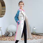 收腰显瘦外套 小个子中长款 因里街高端定制拼色风衣女2025秋季 新款