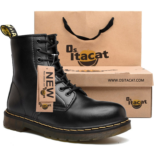 马丁靴男高帮8孔系带情侣皮鞋