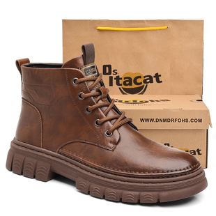 OSITA CAT马丁靴男款2025年真皮秋冬季加绒保暖工装靴皮靴短靴子