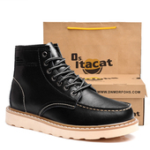 OSITA 靴百搭高帮靴潮靴子 黑色工装 CAT马丁靴男冬季 加绒保暖棉鞋