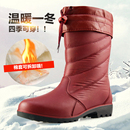 潮保暖工作胶鞋 秋冬季 中筒棉雨鞋 女可拆卸加绒雨靴机车靴时尚 水鞋