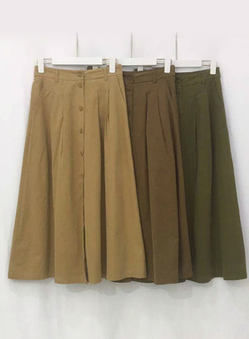 秋季新款原创设计纯棉磨毛半身裙半裙休闲文艺A字裙子56080