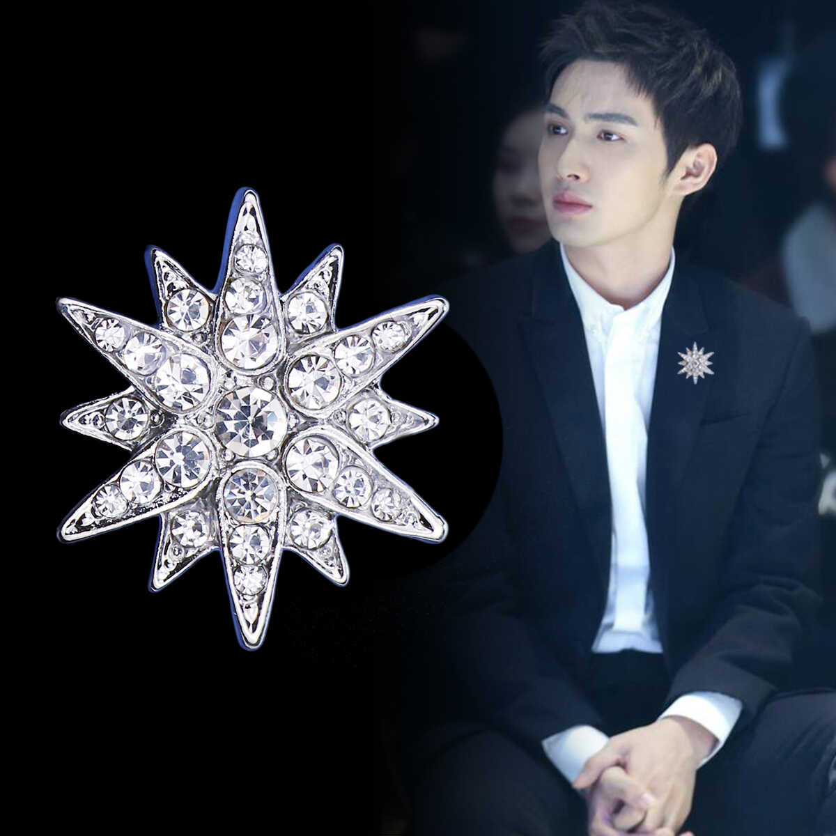 金色银色六芒星小版胸针 固定领口袖扣帽子装饰品