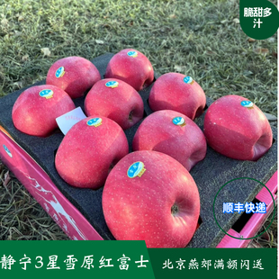 静宁3星雪原红富士苹果全红脆甜多汁鉴赏型礼盒装顺丰快递