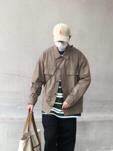 DKSTORE自制春秋新款日系BF复古潮流口袋百搭工装风廓形纯色衬衣