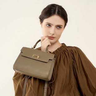 LORANS CARLS真皮凯丽包2025新款流行百搭牛皮高级感斜挎手提包女