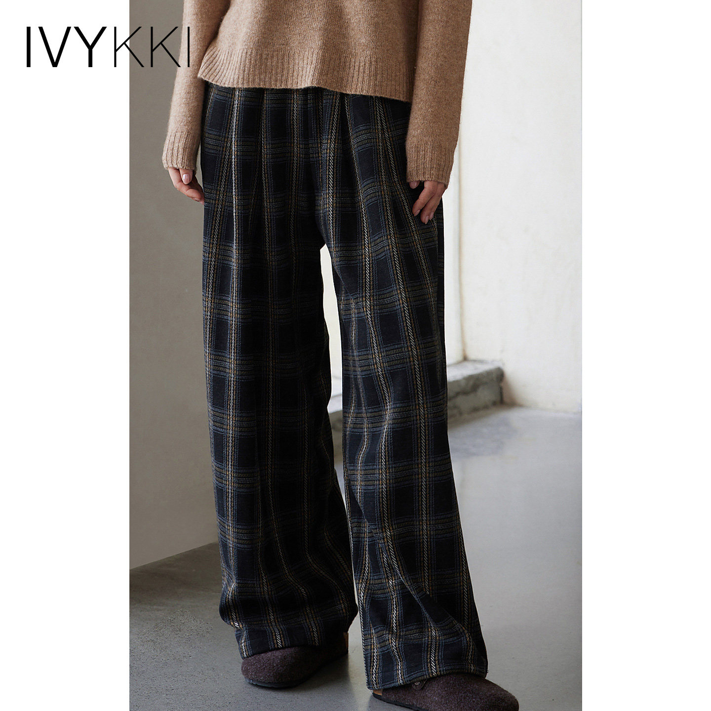 IVYKKI艾维时尚格子休闲裤女气质百搭宽松阔腿裤子2025年秋季新款,女装/女士精品,休闲裤,淘宝优惠券,粉丝福利购,淘宝优惠卷