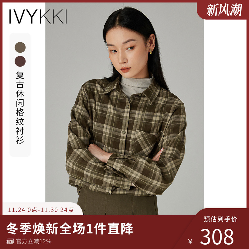 长袖衬衫ivykki格纹复古