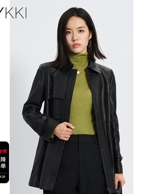 IVYKKI艾维时尚复古皮衣短外套女气质百搭收腰风衣2026年秋季新款