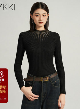 艾维半高领镶钻打底针织衫女长袖